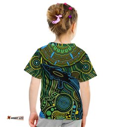 Aboriginal Green - Crocodine Abstract Art Pattern Kid T Shirt TS04