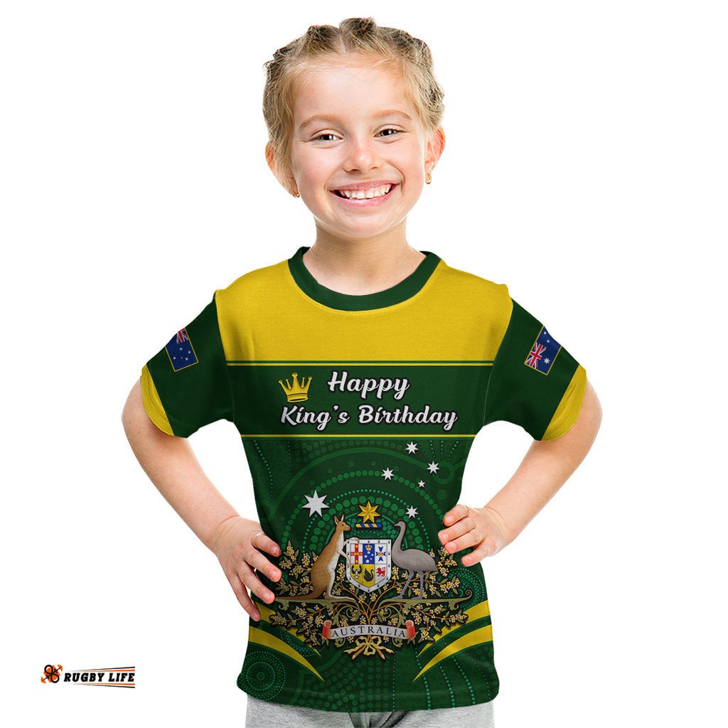 Personalised 12 June Australia King Birthday Kid T Shirt Aboriginal National Color