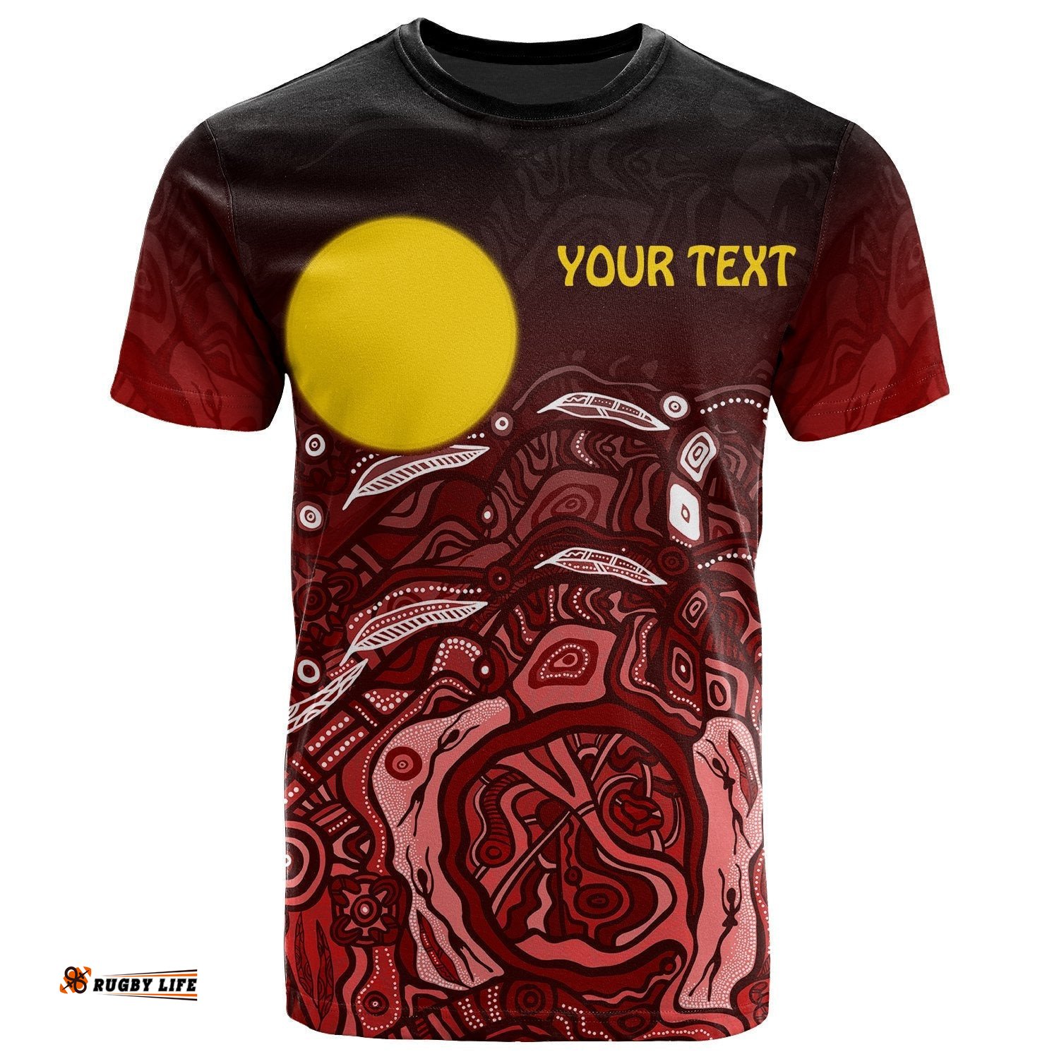 Kids - Custom Text Aboriginal T-shirt - Red Landscape