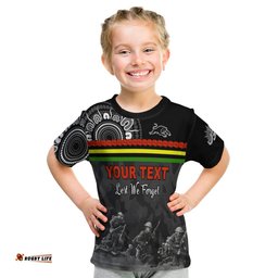 Custom Personalised Panthers Anzac Day T Shirt KID Aboriginal Lest We Forget Ver.02