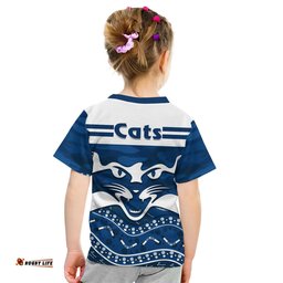 Cats Football ANZAC T Shirt KID Geelong Camouflage Poppy Mix Aboriginal