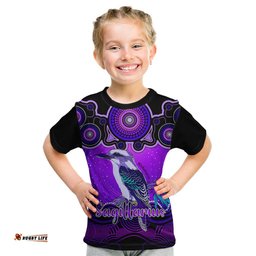 Personalised Australia Sagittarius Kookaburra Zodiac Kid T Shirt Auz Astrology Aboriginal - Purple