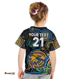 Custom Eagles Football Aboriginal Art Kid T Shirt NAIDOC Indigenous Tribal