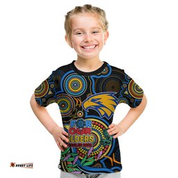Custom Eagles Football Aboriginal Art Kid T Shirt NAIDOC Indigenous Tribal