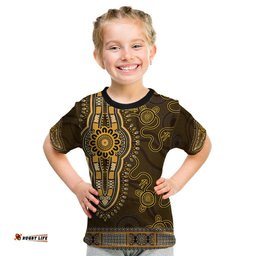 Gold African Dashiki With Australia Aboriginal Art Kid T Shirt