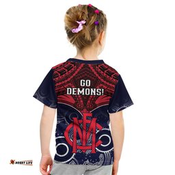Melbourne Football Kid T Shirt Go Demons Aboriginal Mix Polynesian Pattern