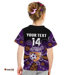 Custom Text And Number Perth Glory Football T Shirt KID Aboriginal Art