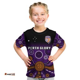 Custom Text And Number Perth Glory Football T Shirt KID Aboriginal Art