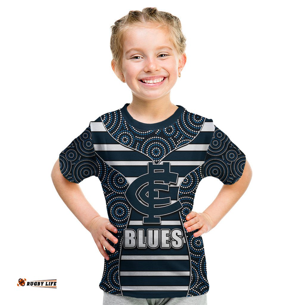 AFL - Blues Kid T Shirt Mix Dot Aboriginal