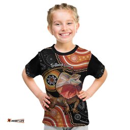 Personalised Australia Frilled Lizard Kid T Shirt Aboriginal Art