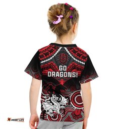 Dragons Rugby Kid T Shirt Saints 1998 Aboriginal Mix Polynesian Pattern