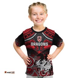 Dragons Rugby Kid T Shirt Saints 1998 Aboriginal Mix Polynesian Pattern