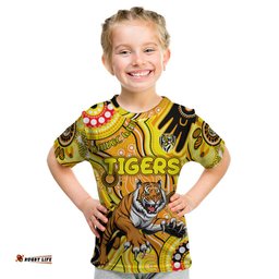 Personalised NAIDOC Week 2024 Richmond Tiger Kid T Shirt Australian Aboriginal Hand Painting