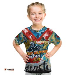 Personalised Titans ANZAC Day Kid T Shirt Aboriginal Rising Sun