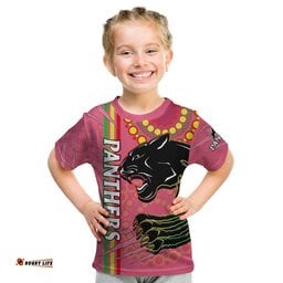 Custom Text And Number Panthers Rugby T Shirt KID The Mountain Men Aboriginal Art Dynamic Pink Version