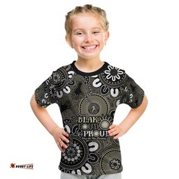 NAIDOC Week 2024 Fire Burning Kid T Shirt Aboriginal Dots Black Art