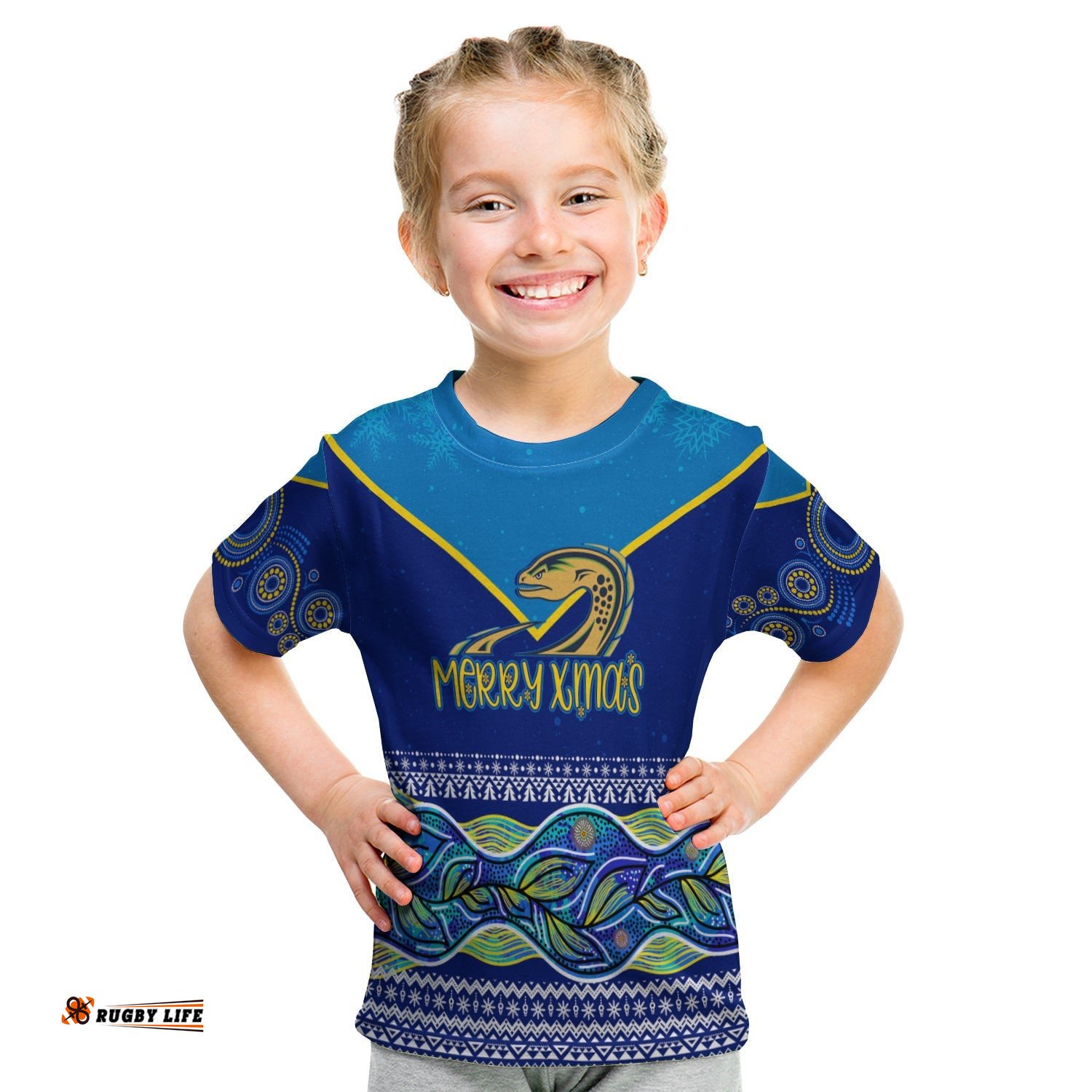 Indigenous Xmas Parra Eels Aboriginal Winter Theme KID T-Shirt