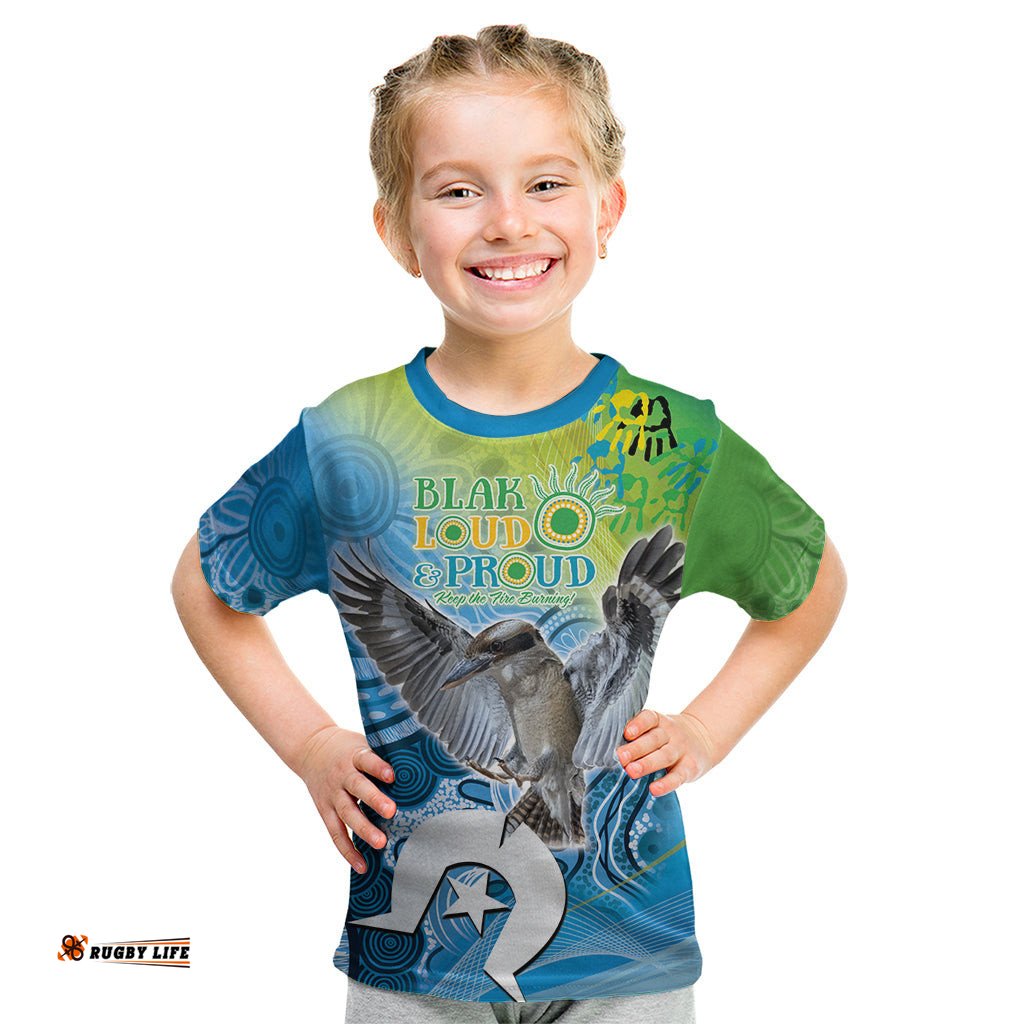 Vivid Kookaburra NAIDOC 2024 Kid T Shirt Aboriginal Art Style