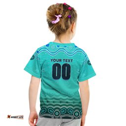 Personalised Australia Matildas Kid T Shirt Tillies Aboriginal Simple Turquoise