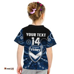 Custom Text And Number Melbourne Victory Football T Shirt KID Aboriginal Art