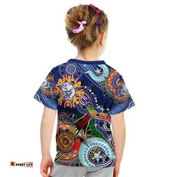 Custom NAIDOC Week 2024 Western Bulldogs Kid T Shirt Australia Aboriginal Dot Painting