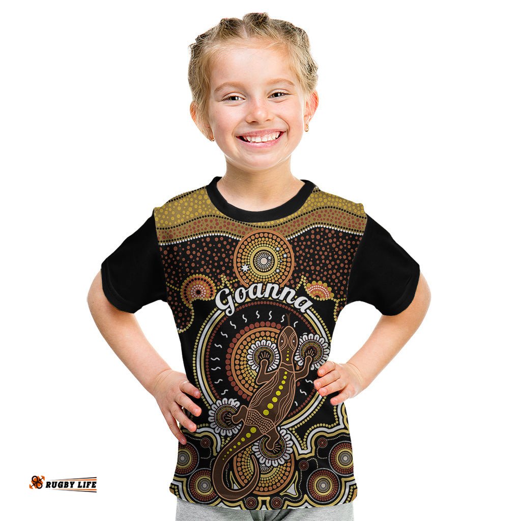 Personalised Australian Astrology Kid T Shirt Aboriginal Goanna Zodiac Sign