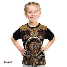 Personalised Australian Astrology Kid T Shirt Aboriginal Goanna Zodiac Sign