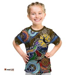 Custom NAIDOC Week 2024 Collingwood Magpies Kid T Shirt Australia Aboriginal Dot Painting