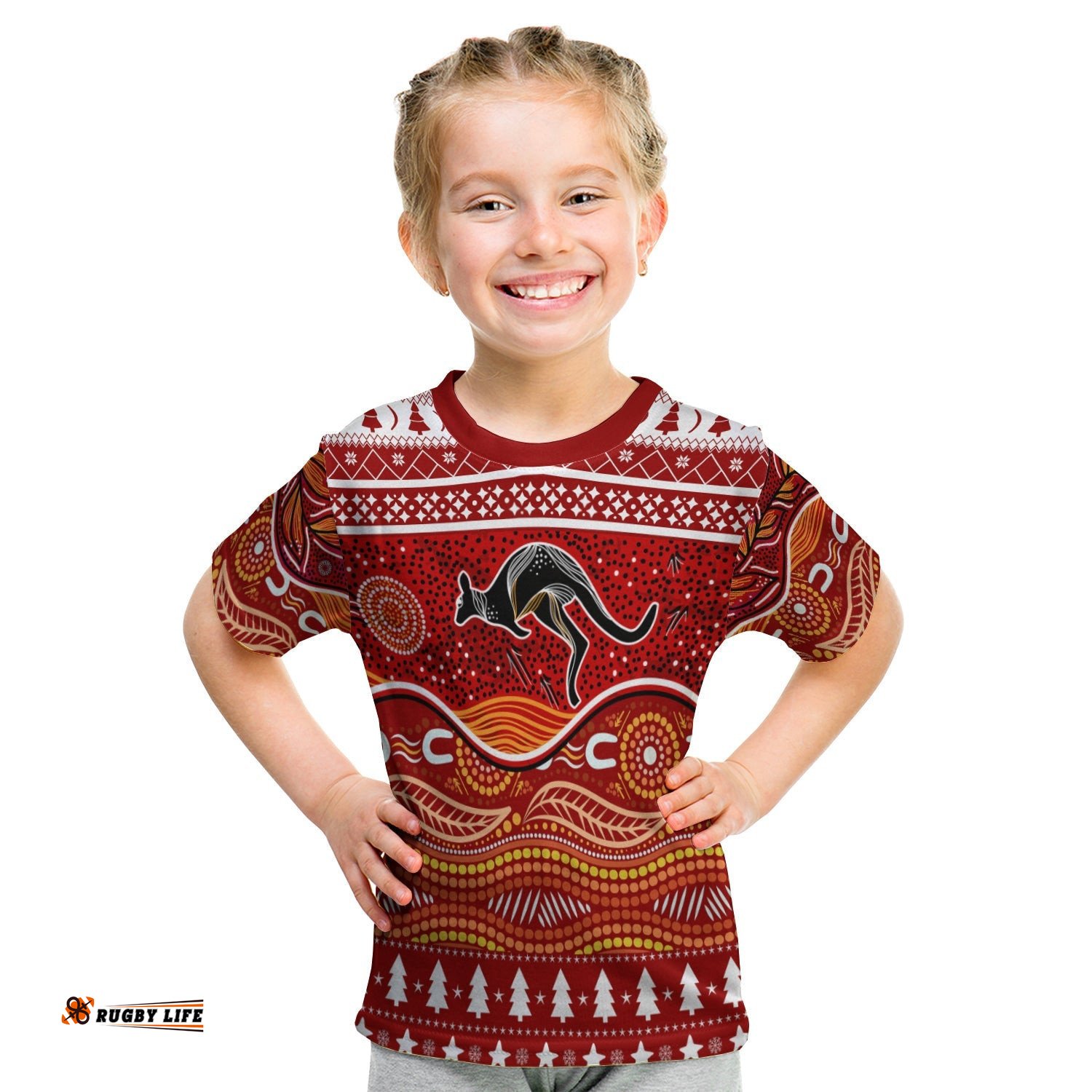 Kangaroo Aboriginal Art Indigenous Christmas KID T-Shirt