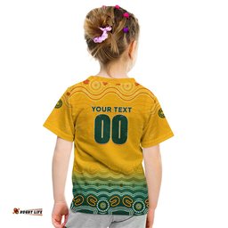 Personalised Australia Matildas Kid T Shirt Tillies Aboriginal Simple Yellow