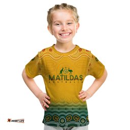 Personalised Australia Matildas Kid T Shirt Tillies Aboriginal Simple Yellow