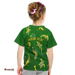Custom Personalised Aboriginal Art T Shirt KID Animals Australia Version Green