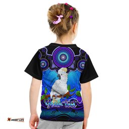 Personalised Australia Libra Cockatoo Zodiac Kid T Shirt Auz Astrology Aboriginal - Blue