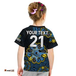 Custom Personalised AFL Gold Coast Suns 2009 Aboriginal Blue Style Kid T Shirt