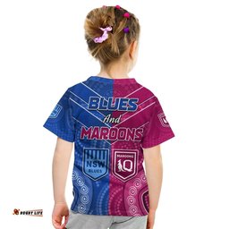 Blues and Maroons Rugby T shirt KID Origin NSW Combine Queensland Aboriginal Australian