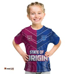 Blues and Maroons Rugby T shirt KID Origin NSW Combine Queensland Aboriginal Australian