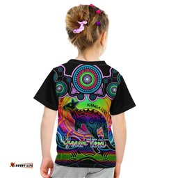 Personalised Australia Aries Kangaroo Zodiac Kid T Shirt Auz Astrology Aboriginal - Rainbow