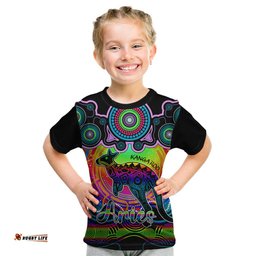 Personalised Australia Aries Kangaroo Zodiac Kid T Shirt Auz Astrology Aboriginal - Rainbow