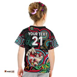 Custom Swans Football Aboriginal Art Kid T Shirt NAIDOC Indigenous Tribal