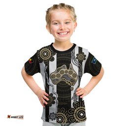 NAIDOC Collingwood Football Kid T Shirt Proud To Be Magpies Aboriginal Version