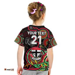 Custom St Kilda Football Aboriginal Art Kid T Shirt NAIDOC Indigenous Tribal