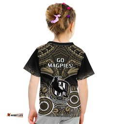 Collingwood Football Kid T Shirt Go Magpies Aboriginal Mix Polynesian Pattern