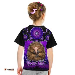 Personalised Australia Virgo Echidna Zodiac Kid T Shirt Auz Astrology Aboriginal - Purple