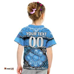 Custom Text And Number Blues Rugby Aboriginal Kid T Shirt New South Wales State of Origin