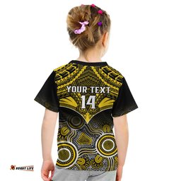 Personalised Richmond Football Kid T Shirt Tigers Aboriginal Mix Polynesian Pattern