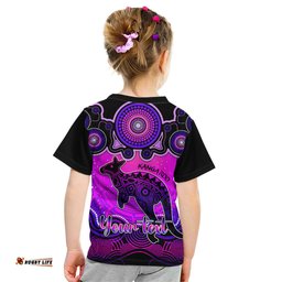 Personalised Australia Aries Kangaroo Zodiac Kid T Shirt Auz Astrology Aboriginal - Magenta