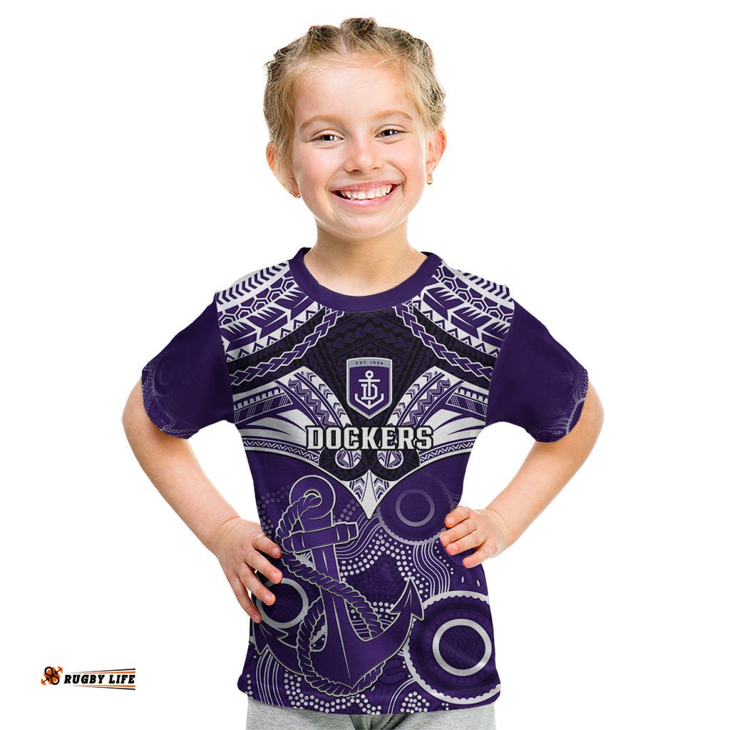 Dockers Football Kid T Shirt Fremantle Aboriginal Mix Polynesian Pattern