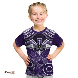 Dockers Football Kid T Shirt Fremantle Aboriginal Mix Polynesian Pattern