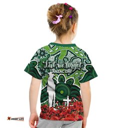 Raiders T Shirt KID Anzac Day Poppy Flowers With Aboriginal