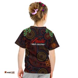 Aboriginal Christmas Kid T Shirt Aussie Koala Christmas Tree with Aboriginal Inspired